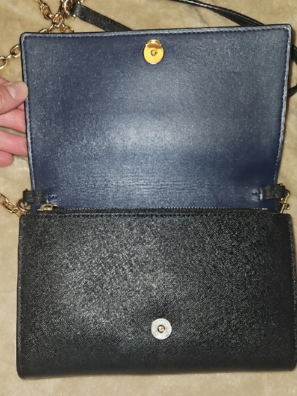 Tory Burch Blue Crossbody/Clutch Wallet with Gold Chain Strap - Picture 3 of 15